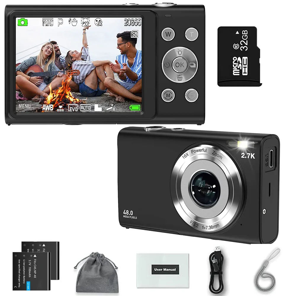 4K Autofocus Digital Camera with 48MP Photos & 2.8” IPS Screen