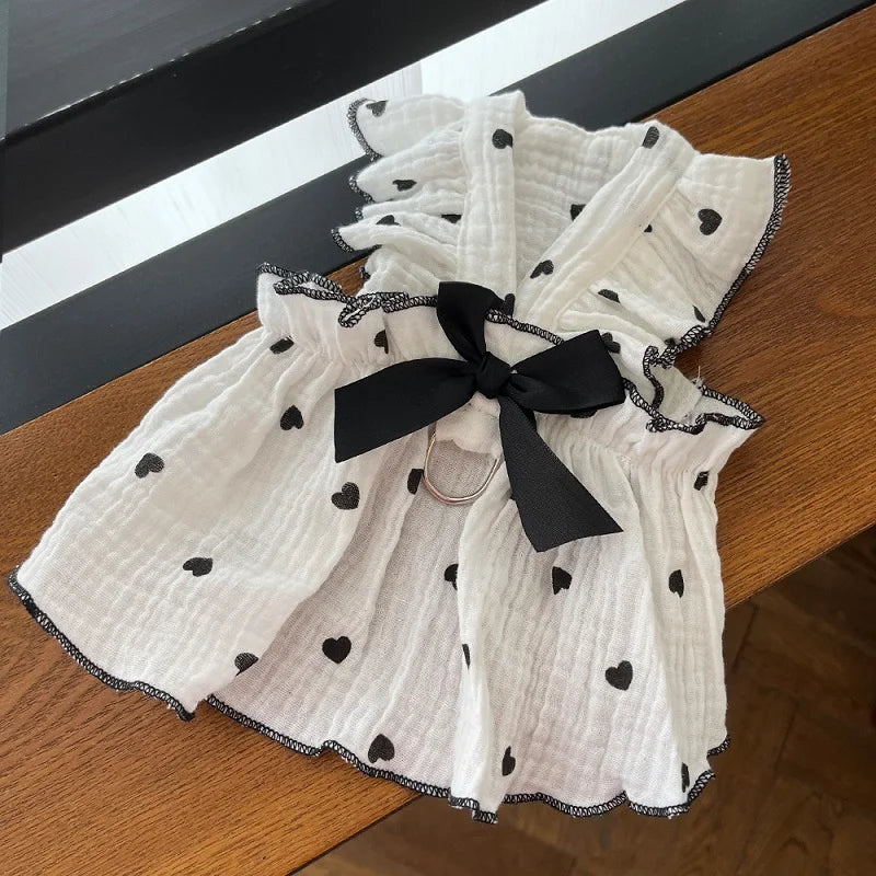 Strawberry Print Summer Dog Dress with Bow
