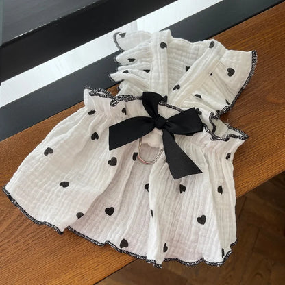 Strawberry Print Summer Dog Dress with Bow