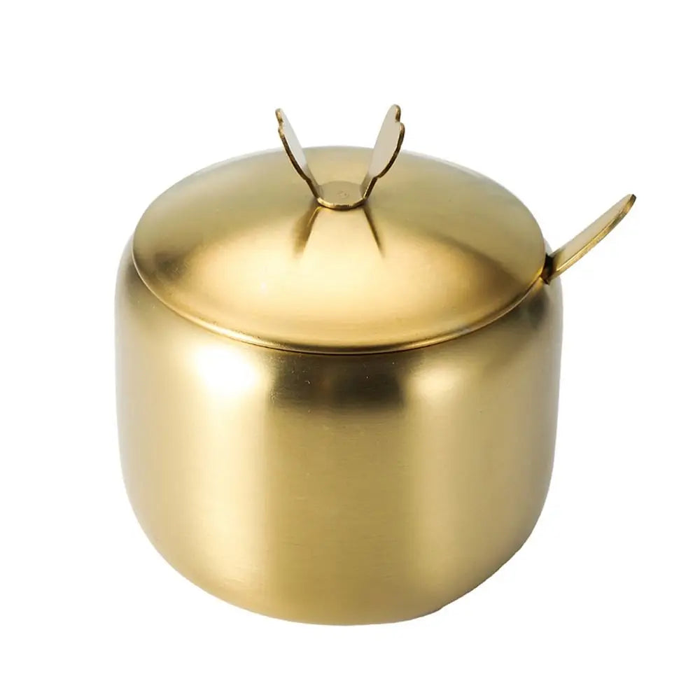 Stainless Steel Sugar Bowl with Lid & Spoon