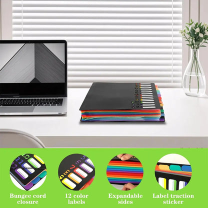 A4 Expandable 12-Compartment File Folder
