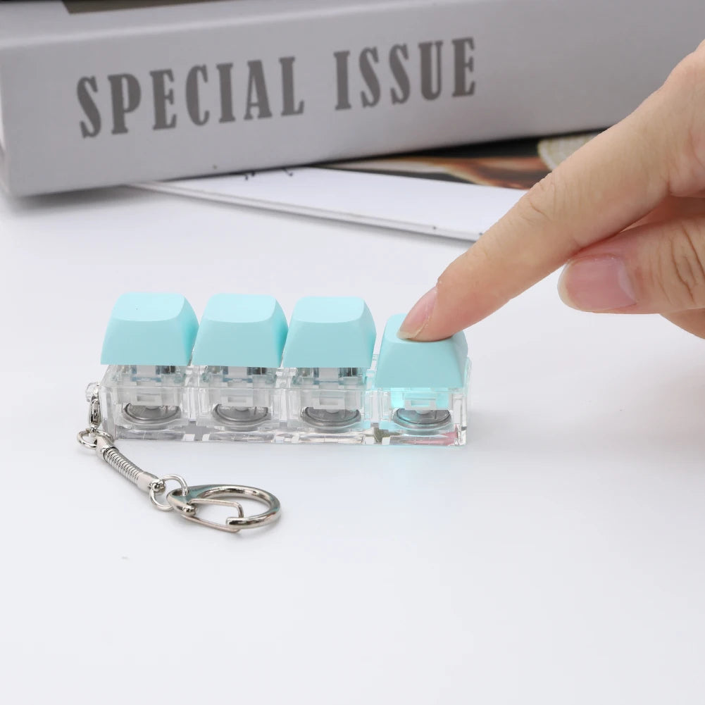 4-Key Keyboard Fidget Keychain with LED Light