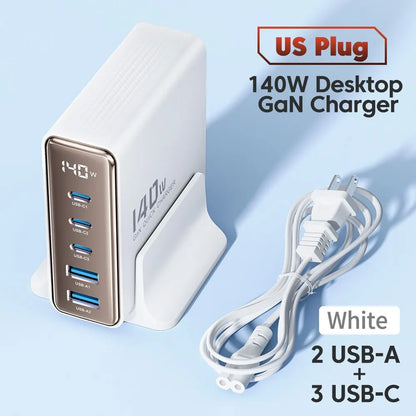 140W GaN Desktop USB Charger 5-Port