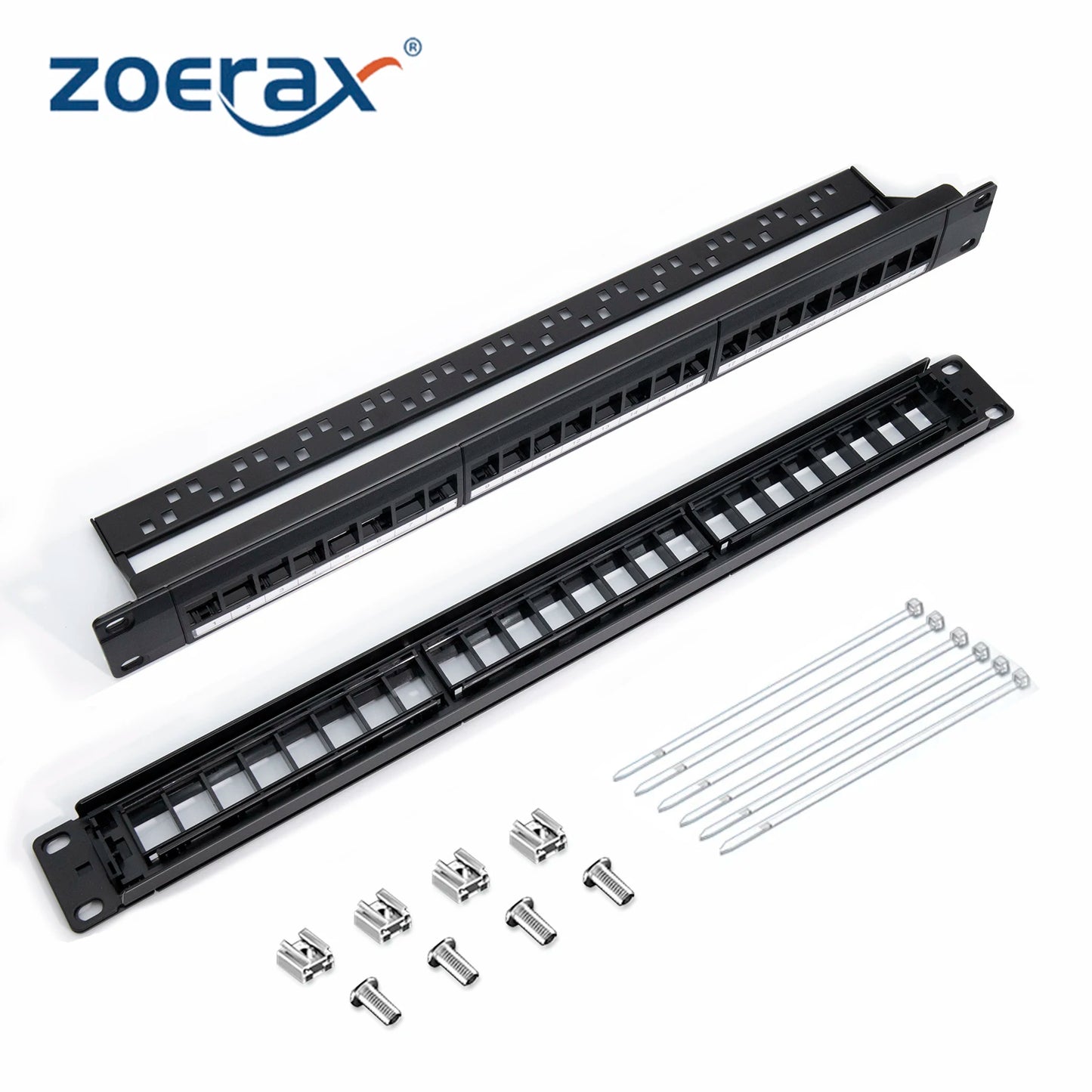 19-Inch RJ45 Keystone Patch Panel with Inline Couplers
