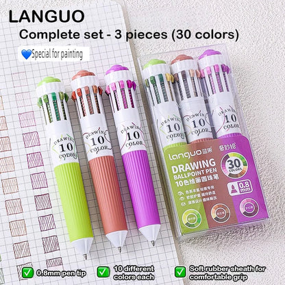 0.8mm Soft Grip Multi-Colour Ballpoint Pen for Drawing & Writing