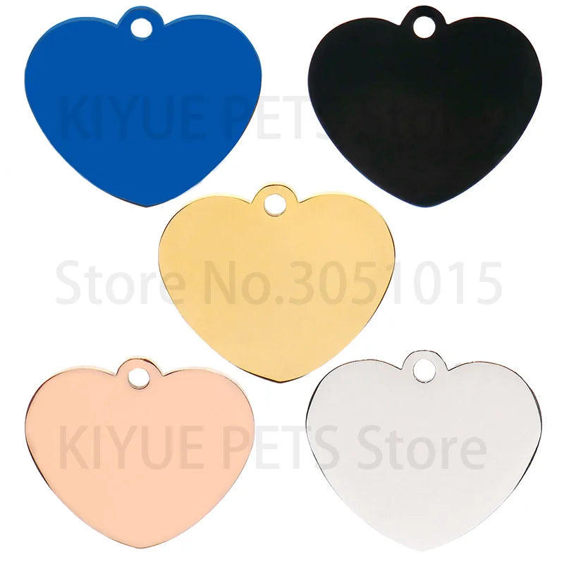 Heart-Shaped Stainless Steel Pet ID Tag Set
