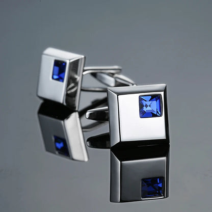 Novelty Luxury Blue White Crystal Cufflinks