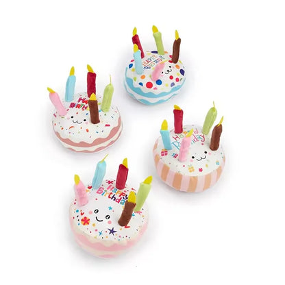 Birthday Cake Plush Dog Toy with Squeaker