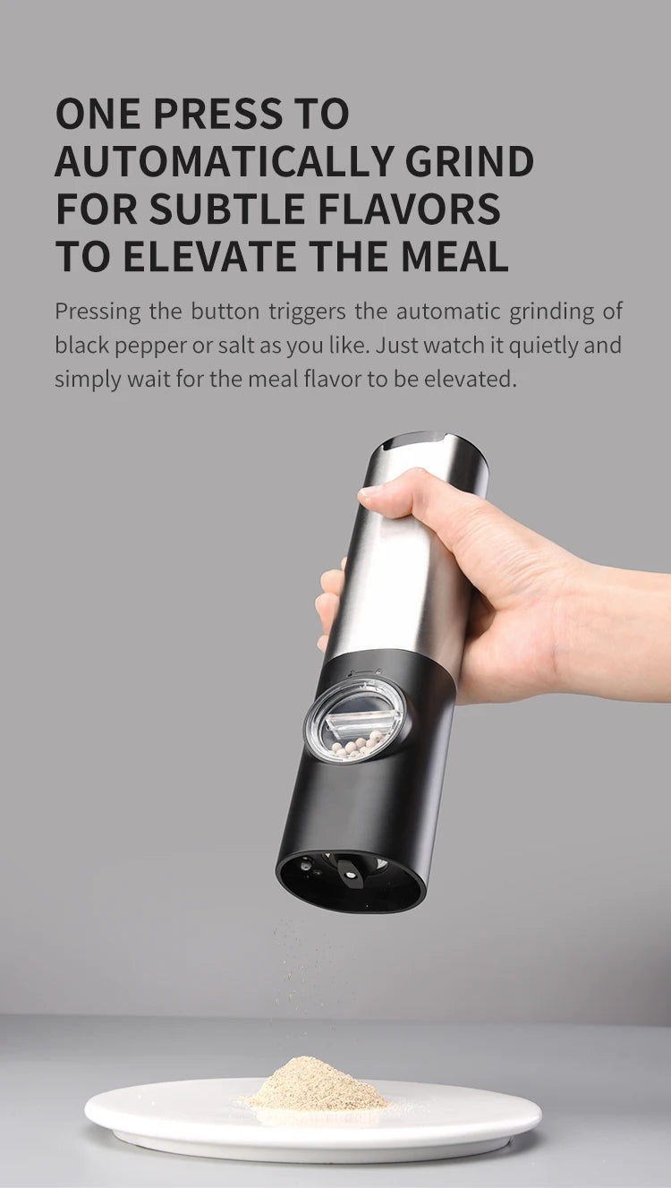 Electric Stainless Steel Spice Grinder with LED Light & Charging Base