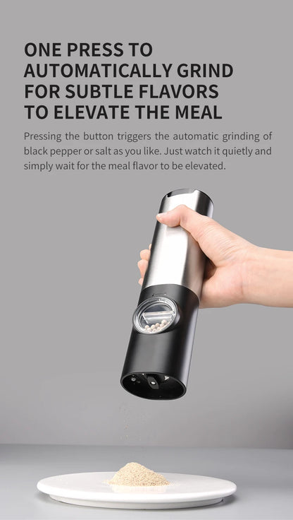 Electric Stainless Steel Spice Grinder with LED Light & Charging Base