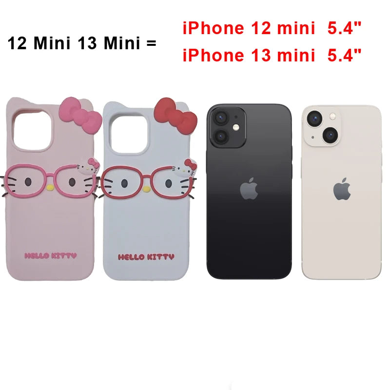 3D Cartoon Cat Silicone Phone Case for iPhone