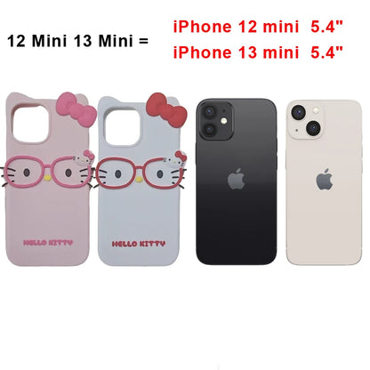 3D Cartoon Cat Silicone Phone Case for iPhone
