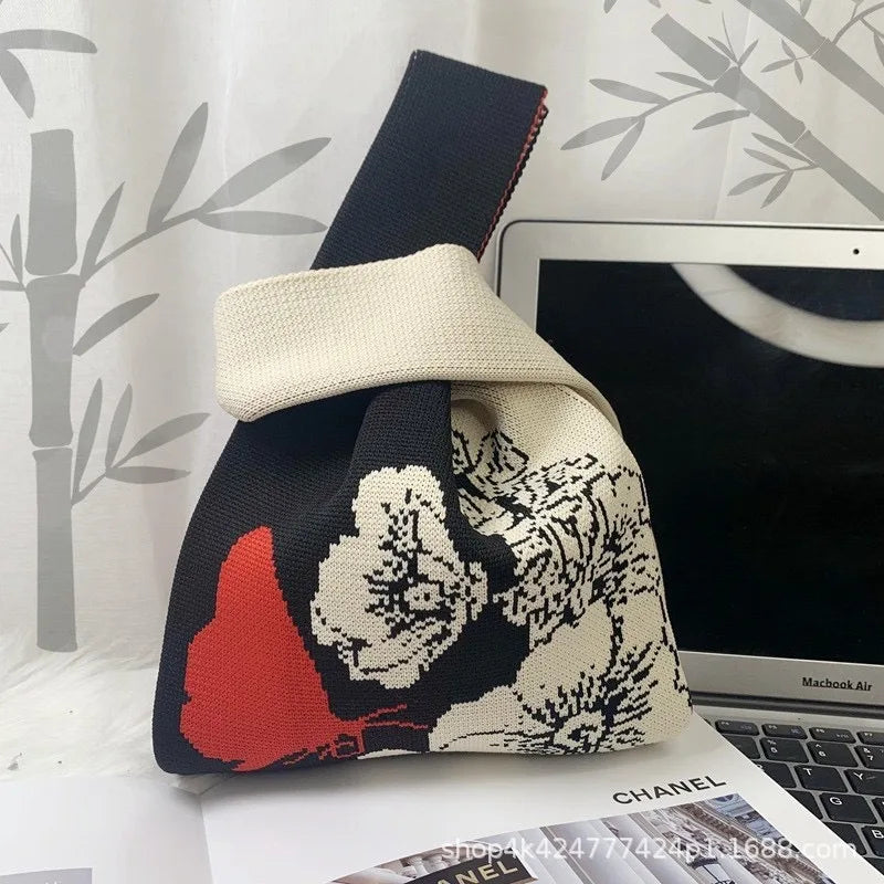 Handmade Knitted Knot Wrist Tote Bag