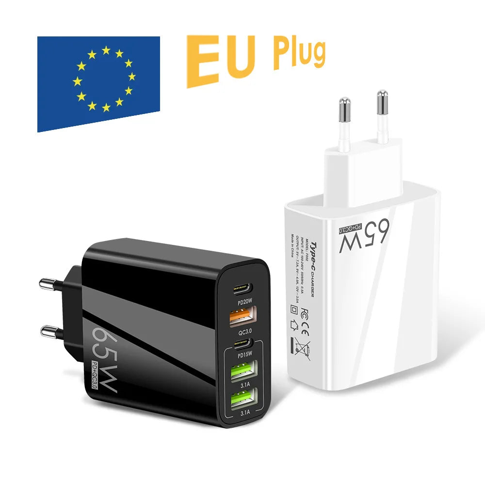 65W 5-Port USB & USB-C Fast Wall Charger