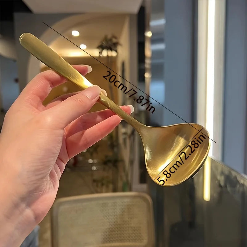 Golden Stainless Steel Soup & Hot Pot Serving Spoons (Set of 2)