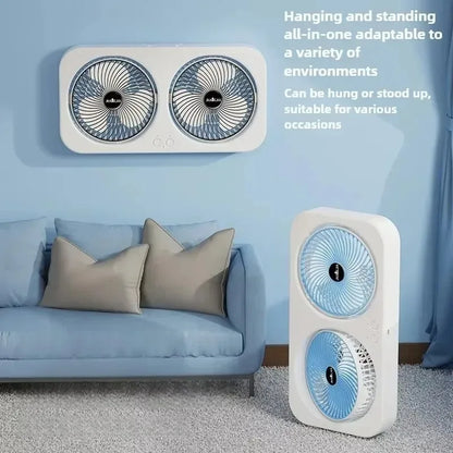 Dual Head USB Desk Fan Portable Cooling Fan