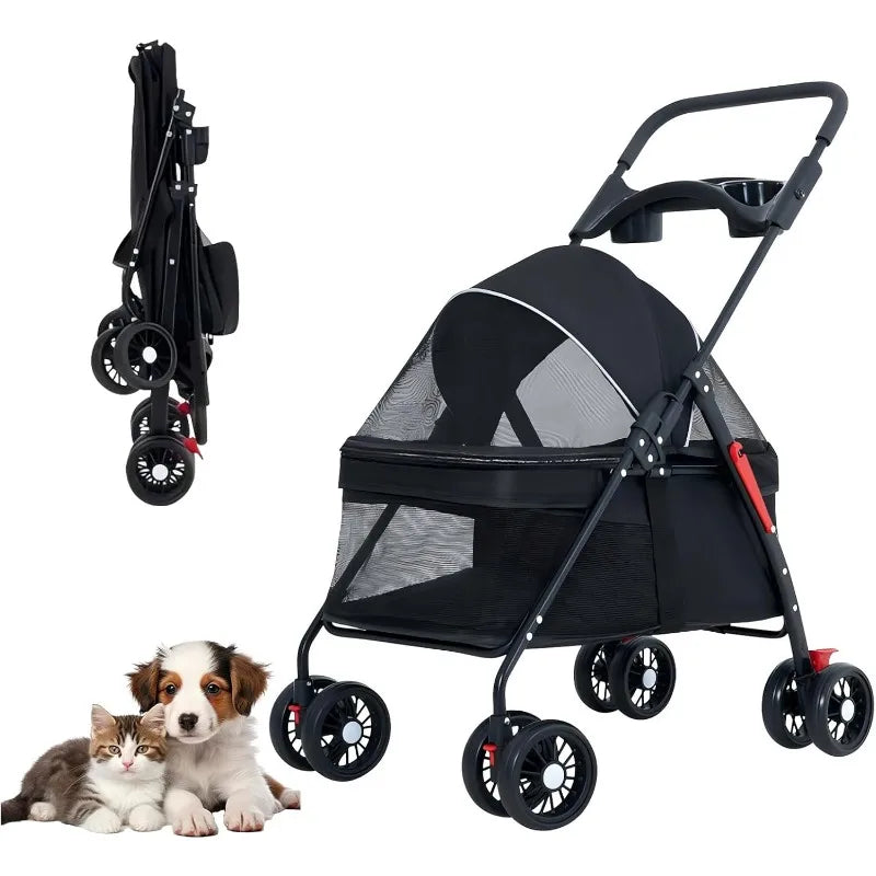 Foldable Pet Stroller for Dogs & Cats