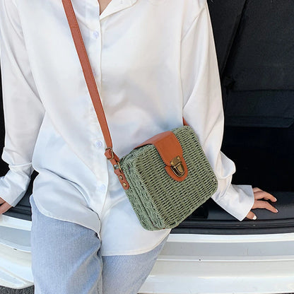 Handwoven Straw Crossbody Shoulder Bag