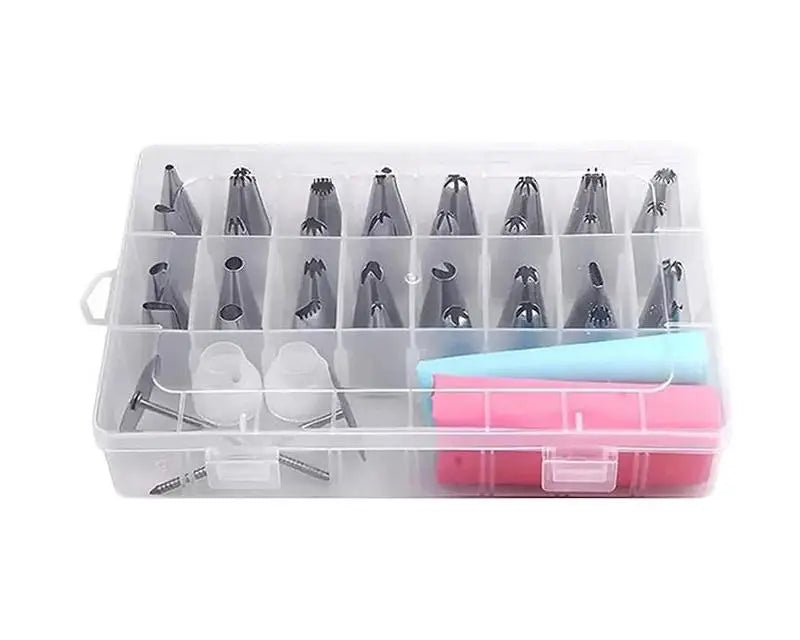 Cake Decorating Kit with Piping Bags, Stainless Steel Tips & Couplers