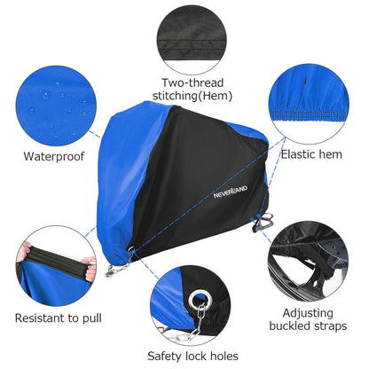 Black Blue Design Waterproof Motorcycle Covers