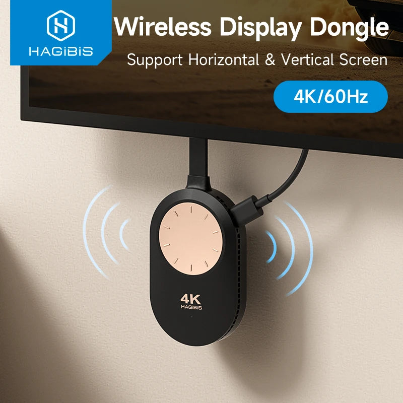 Hagibis Wireless HDMI-Compatible Display Dongle Adapter 4K@60Hz