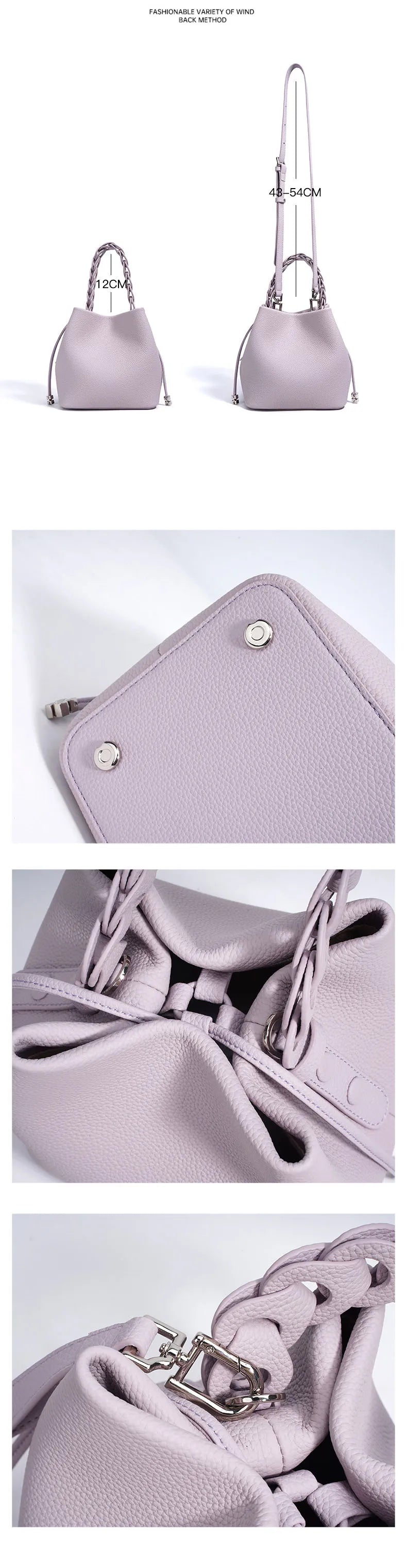 Genuine Leather Bucket Shoulder Bag