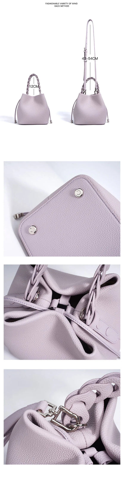 Genuine Leather Bucket Shoulder Bag