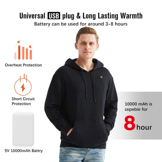Men's USB Heated Fleece Hoodie Jacket