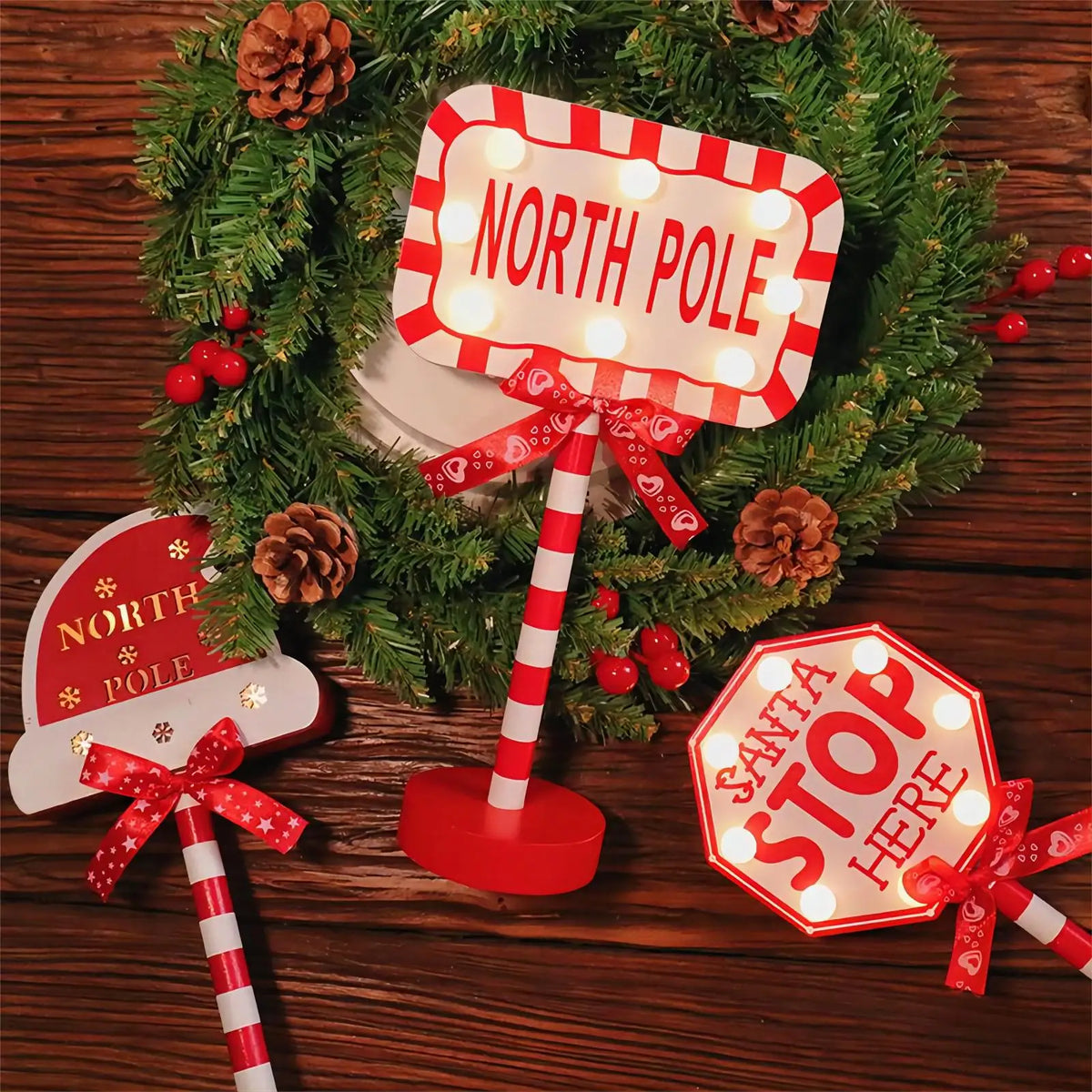 LED Santa Stop Here Christmas Sign