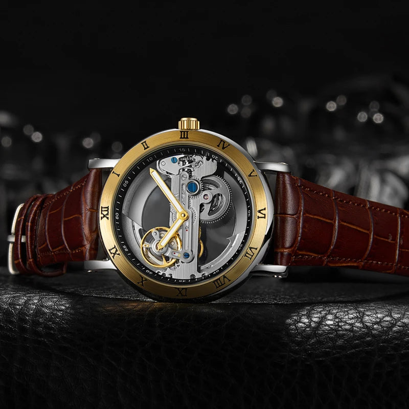 Men's Automatic Skeleton Mechanical Leather Watch