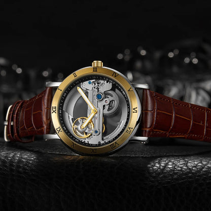 Men's Automatic Skeleton Mechanical Leather Watch