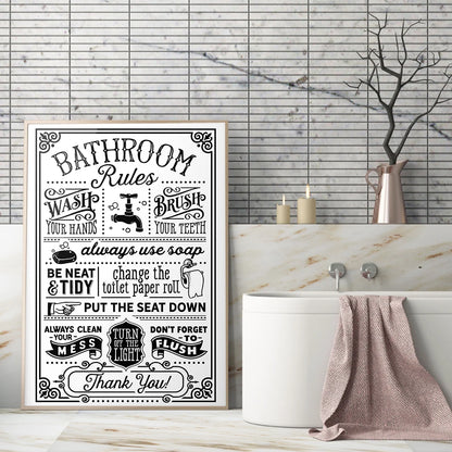 Funny Bathroom Rules Canvas Poster