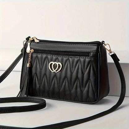 Quilted Handbag with Tassel & Phone Wallet Storage