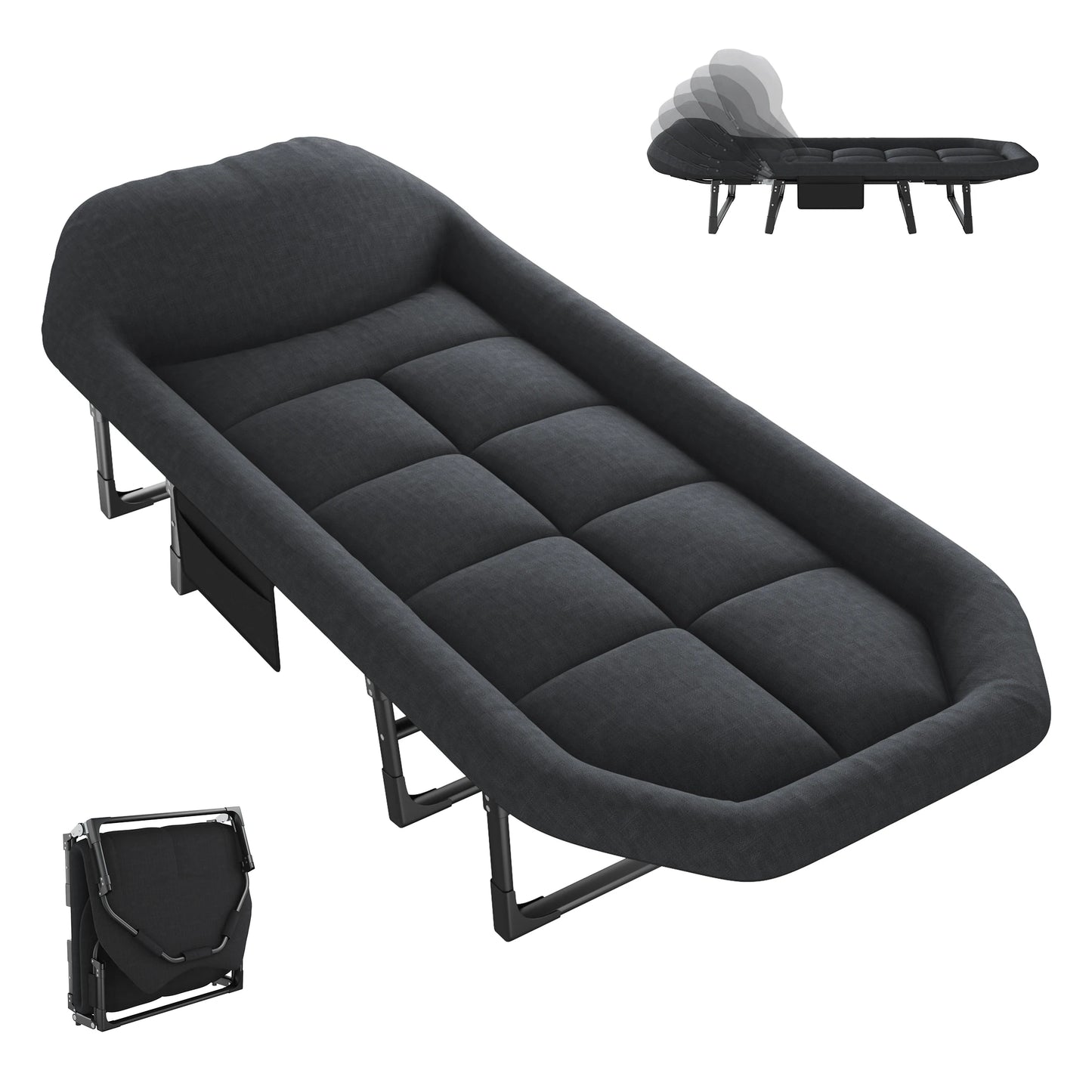 Adjustable Folding Camping Cot with Mattress
