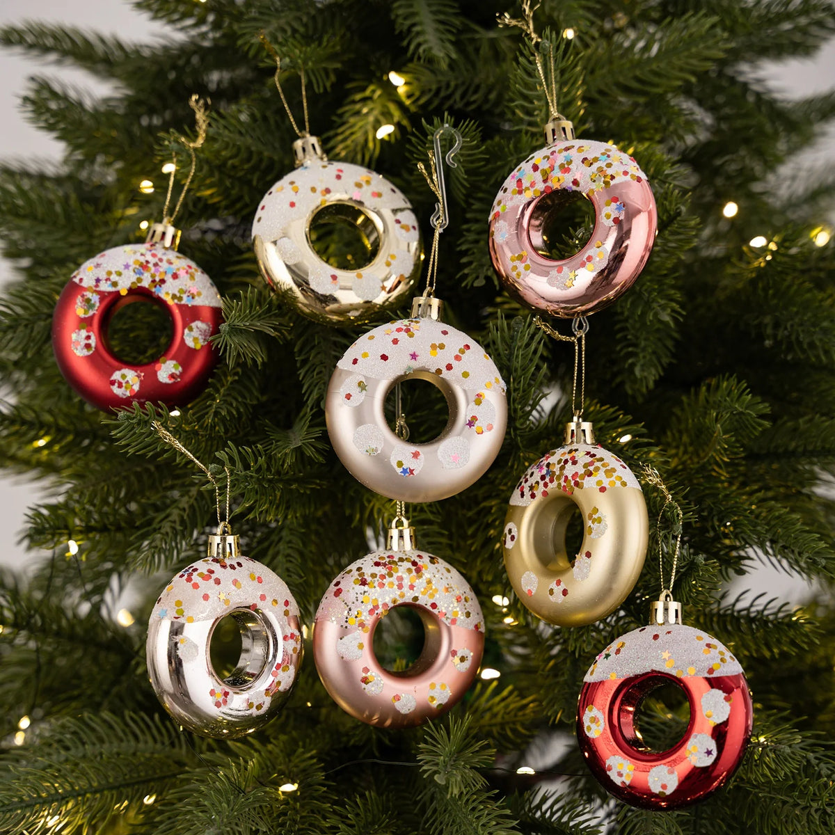 4-Piece Donut Christmas Ornament Set