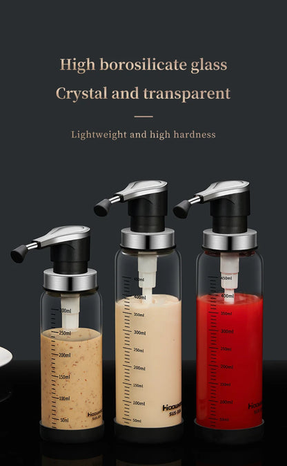 Glass Pump Sauce Dispenser Bottle