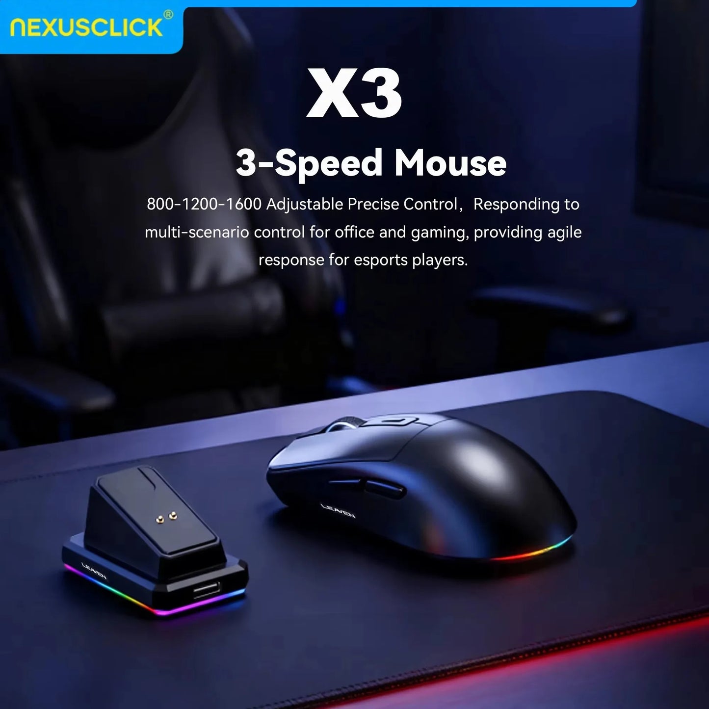 NexusClick X3 Dual-Mode Wireless Gaming Mouse