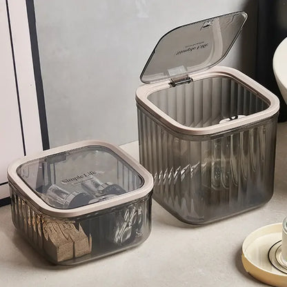 Transparent Mini Desktop Storage Box with Pop-Up Lid