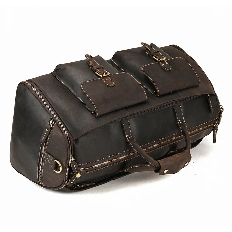 Crazy Horse Leather Travel Bag for Suits