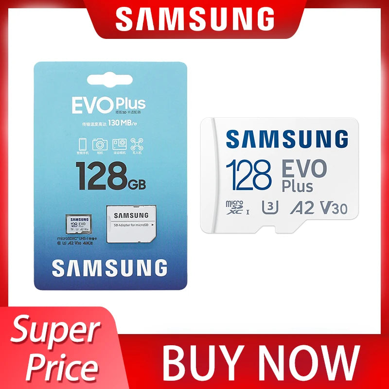 Samsung 512GB 256GB 128GB A2 V30 Memory Card Micro SD EVO Plus