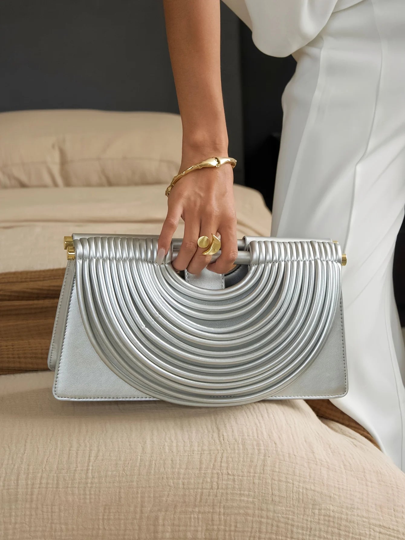 Gold Handwoven Evening Handbag