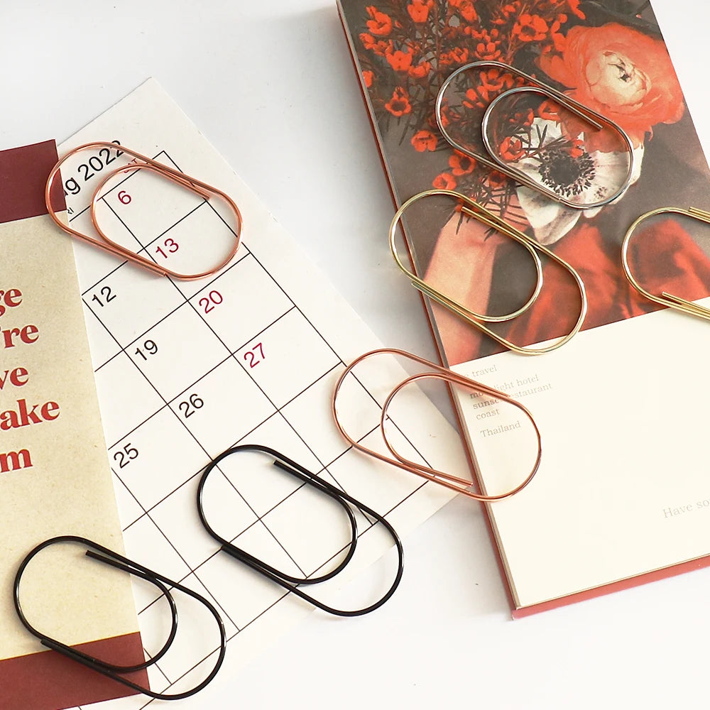 Decorative Oval Metal Paper Clips for Office, School & Planners