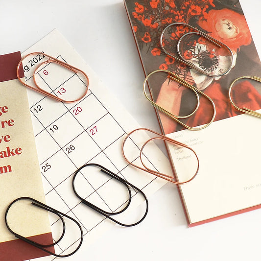 Decorative Oval Metal Paper Clips for Office, School & Planners