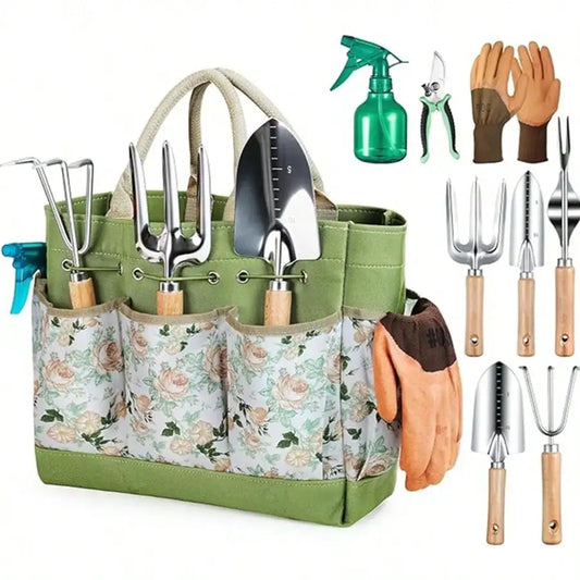9-in-1 Gardening Tool Set with Storage Bag