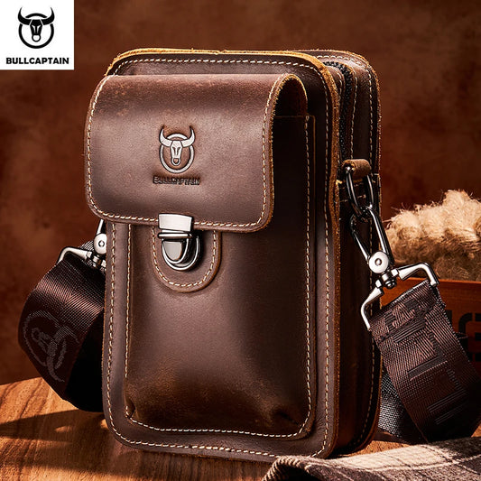 Crazy Horse Leather Waist Bag for Men