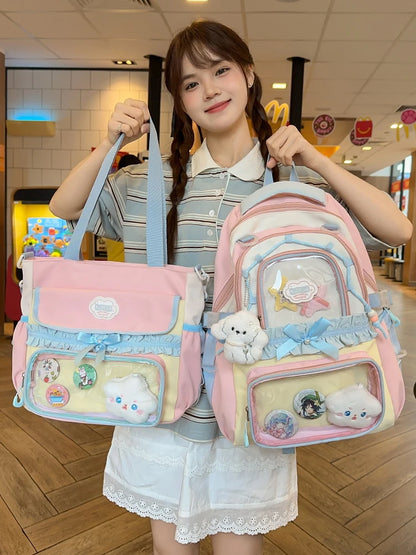 Large Capacity Girls School Backpack Set