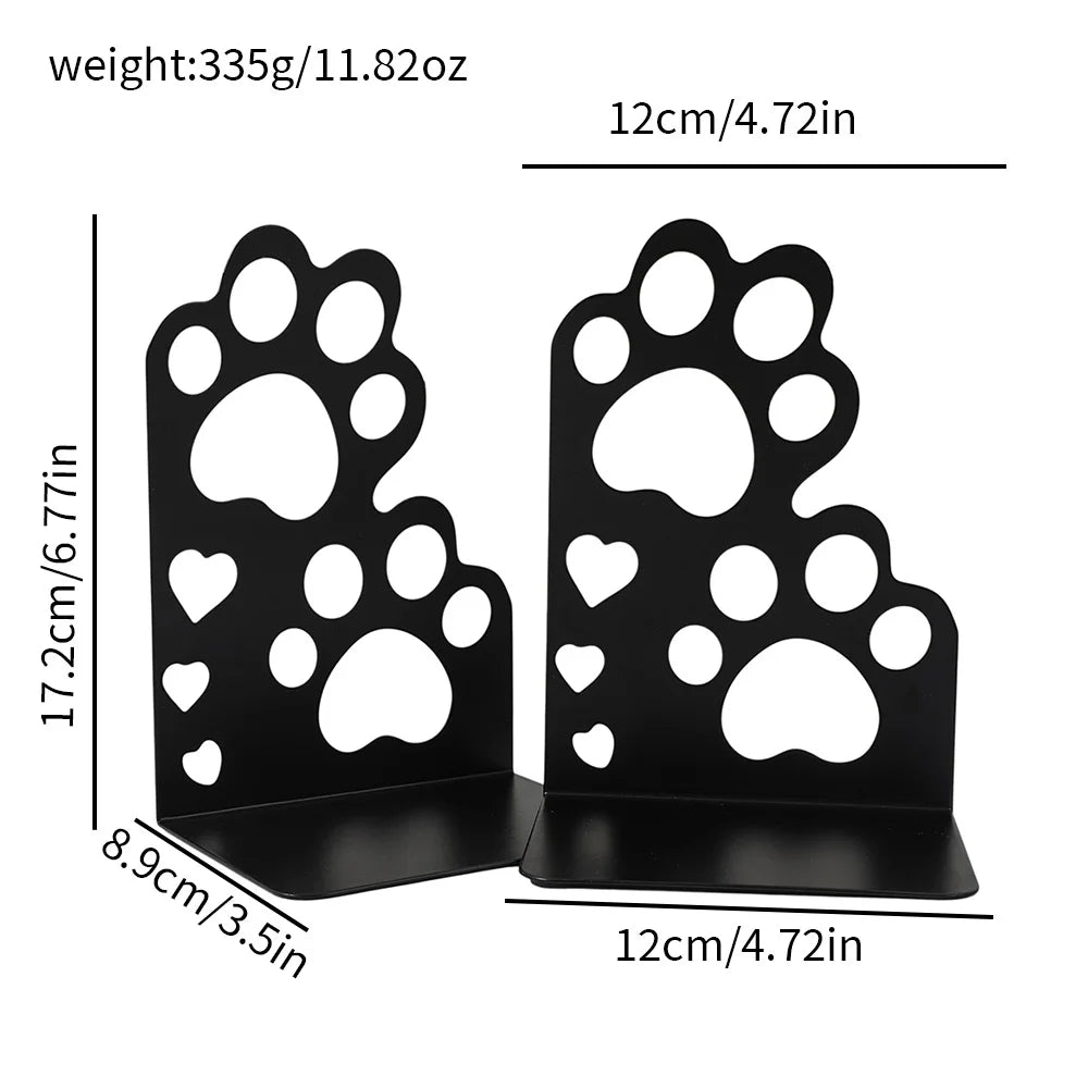 Metal Book Ends – Heavy Duty Non-Skid Book Supports for Shelves