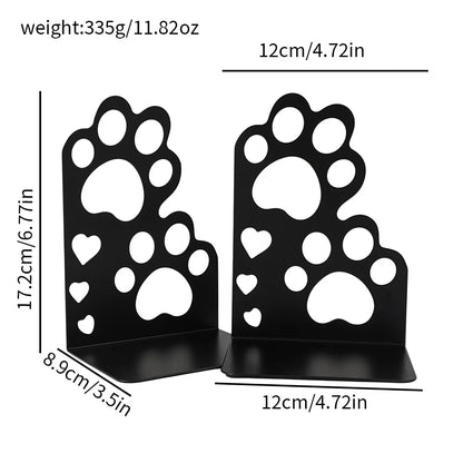 Metal Book Ends – Heavy Duty Non-Skid Book Supports for Shelves