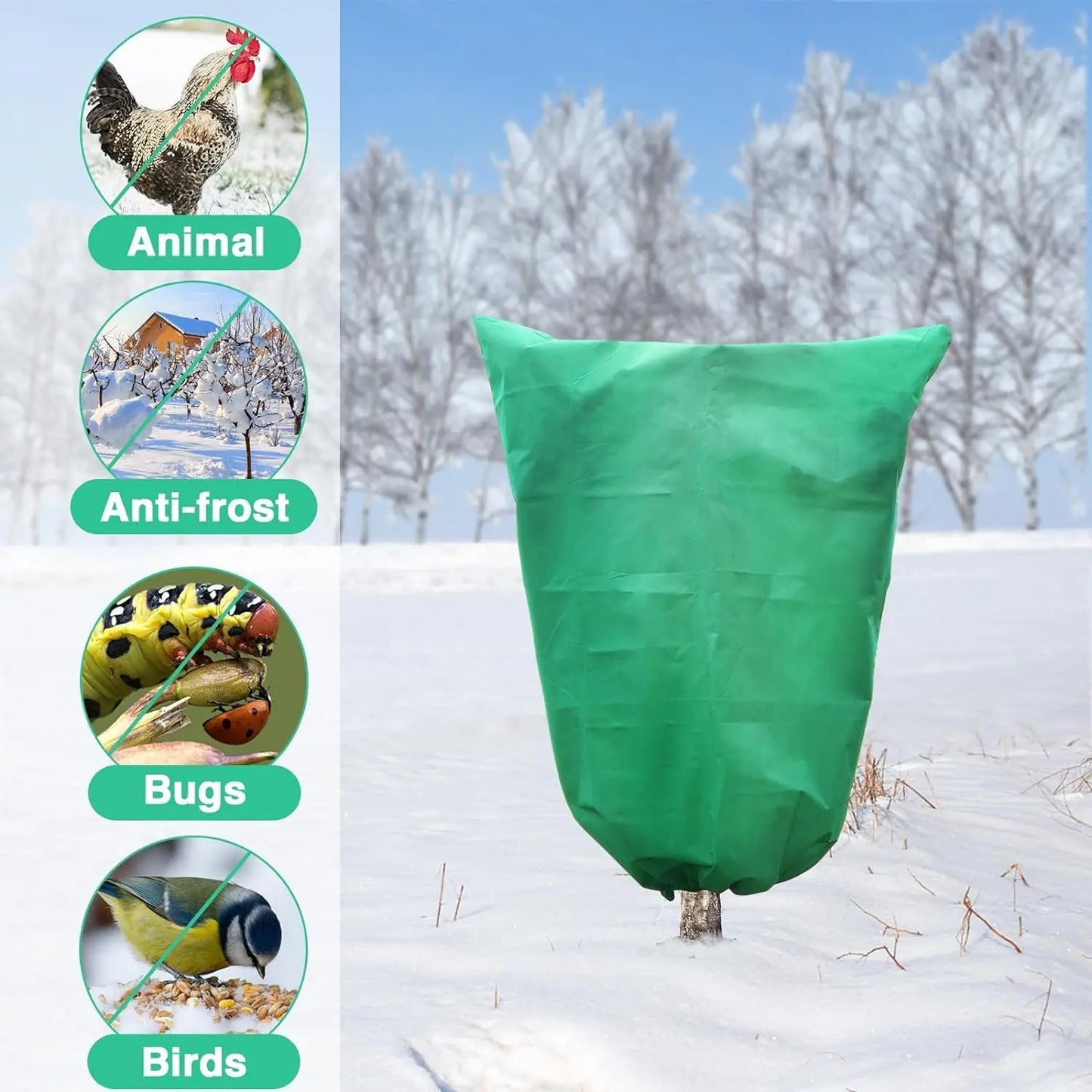 Winter Plant Frost Protection Cover with Drawstring