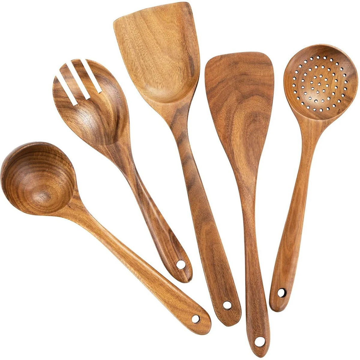 Wooden Kitchen Utensil Set with Storage Holder